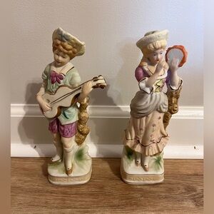 Vintage Pair of Ceramic Hand Painted Figurines.